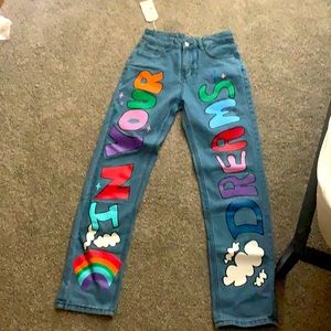 Retro jeans with print